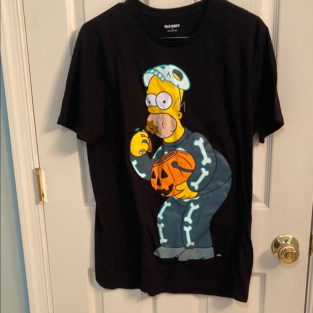 Old Navy Black T-Shirt with Halloween Homer Simpson theme